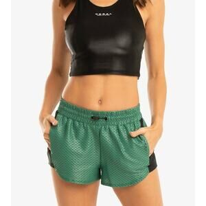 NWT KORAL Power Shiny Netz Running Shorts L Duffle Green Athleisure Made in USA
